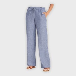 Mid-Rise Wide-Leg Linen-Blend PullOn Pants XL Tall